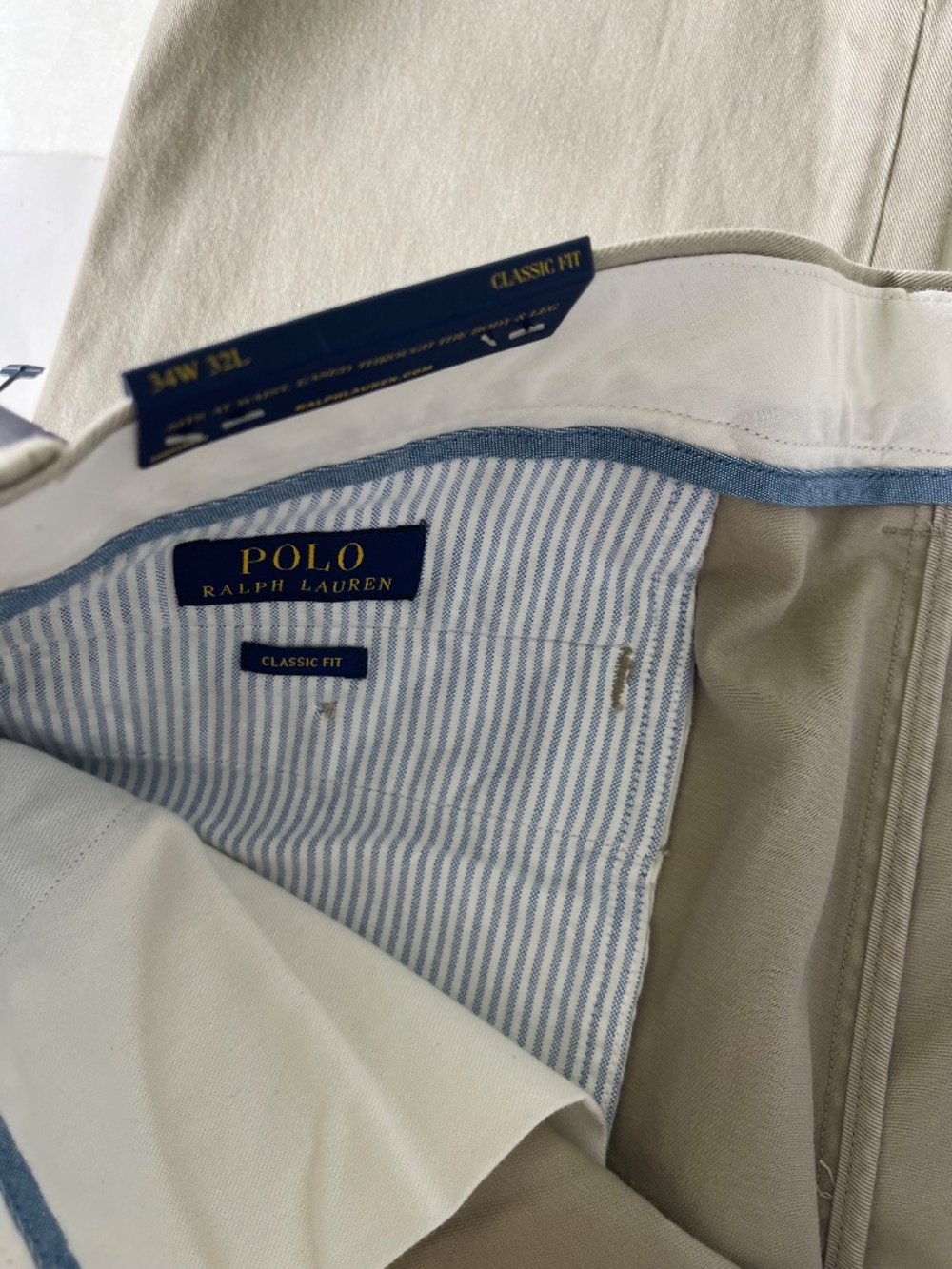 Polo Ralph Lauren Chino Pants Khaki Classic Fit Mens Size 34x32 NWT - Picture 7 of 12